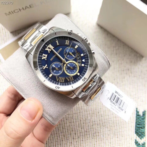 Michael Kors Brecken Chronograph Blue Dial Two Tone Steel Strap Watch For Men - MK8437 Buy Now By Michael Kors
