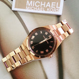Michael Kors Channing Black Dial Rose Gold Steel Strap Watch For Women - MK5937 Buy Now By Michael Kors