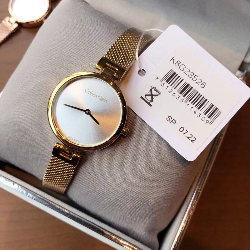 Calvin Klein Authentic White Dial Rose Gold Mesh Bracelet Watch for Women - K8G23526 Buy Now By Calvin Klein