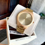 Michael Kors Slim Runway Quartz Gold Dial Gold Steel Strap Watch For Women - MK4501 Buy Now By Michael Kors