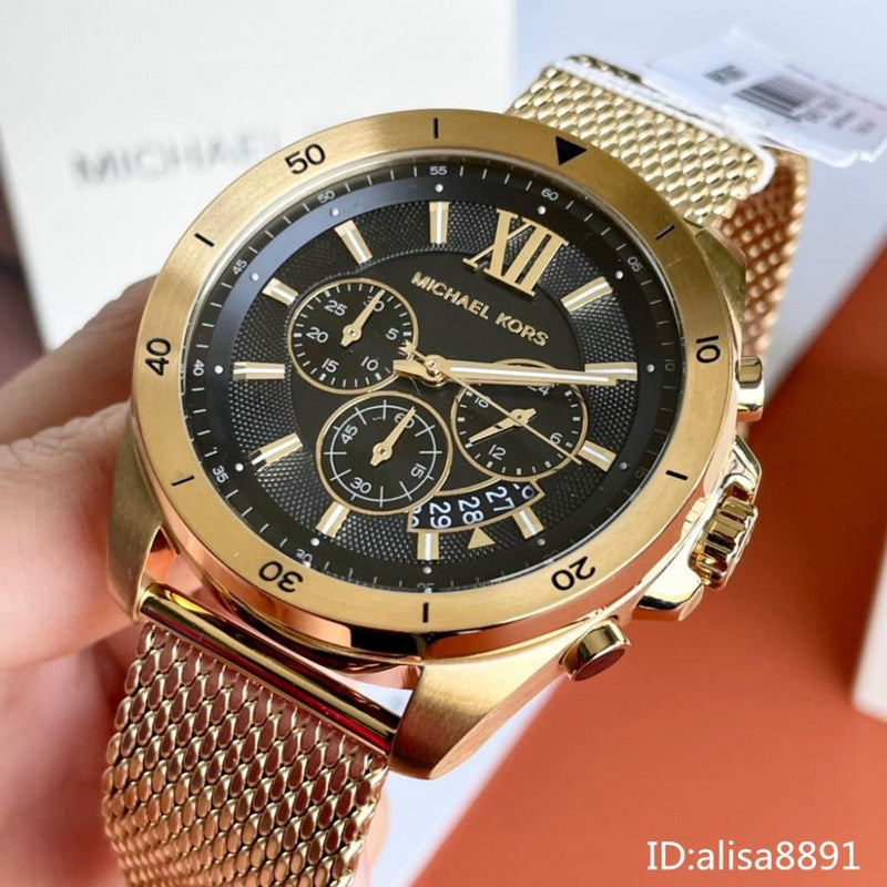 Michael Kors Brecken Chronograph Black Dial Gold Mesh Strap Watch For Men - MK8867 Buy Now By Michael Kors