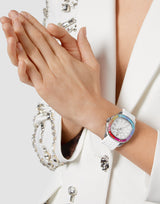 Guess Frontier Diamonds Silver Dial White Rubber Strap Watch for Women - GW0045L1 Buy Now By Guess