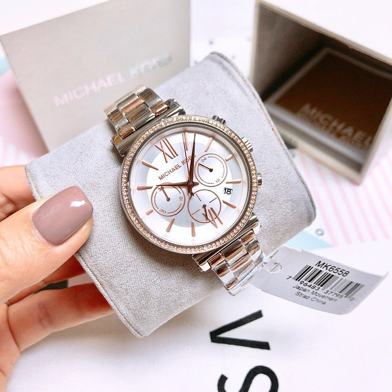 Michael Kors Sofie Chronograph Quartz White Dial Two Tone Steel Strap Watch For Women - MK6558 Buy Now By Michael Kors