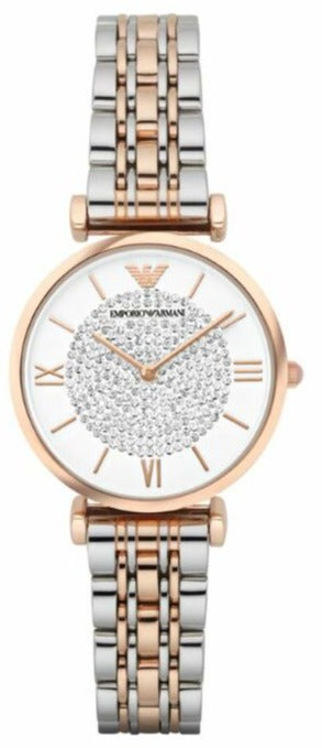 Emporio Armani Gianni T Bar White Dial Two Tone Steel Strap Watch For Women - AR1926 Buy Now By Emporio Armani