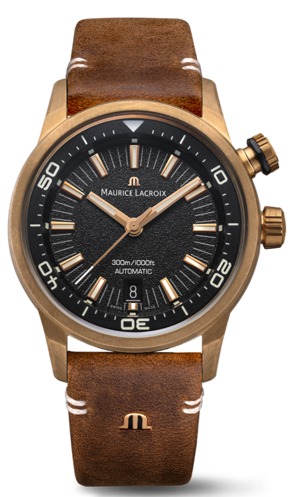 Maurice Lacroix Pontos Diver Limited Edition Black Dial Brown Leather Strap Watch For Men - PT6248-BRZ01-330-3