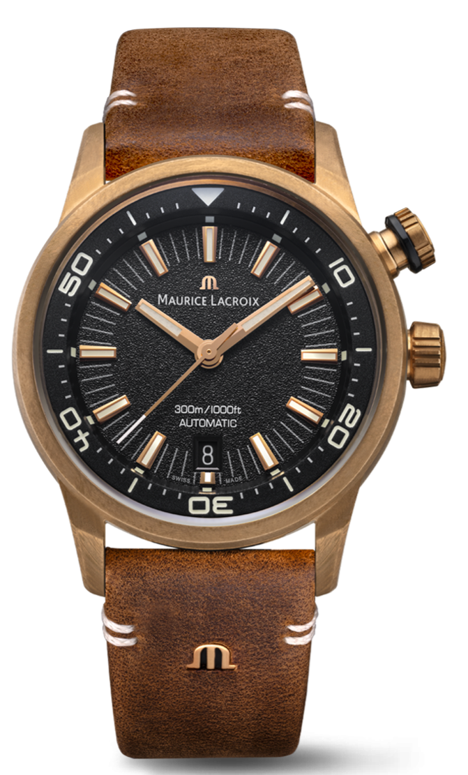 Maurice Lacroix Pontos Diver Limited Edition Black Dial Brown Leather Strap Watch For Men - PT6248-BRZ01-330-3