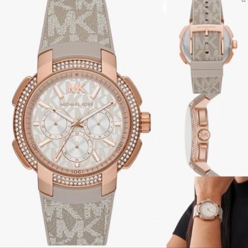 Michael Kors Sidney Chronograph White Dial Beige Leather Strap Watch For Women - MK6949 Buy Now By Michael Kors