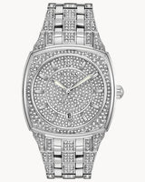 Shop Bulova Phantom Swarovski Crystal Pave Silver Dial Silver Steel Strap Watch for Men - 98B296 in USA