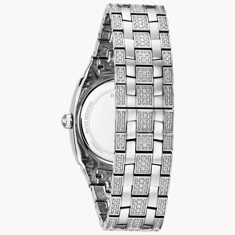 Shop Bulova Phantom Swarovski Crystal Pave Silver Dial Silver Steel Strap Watch for Men - 98B296 in USA