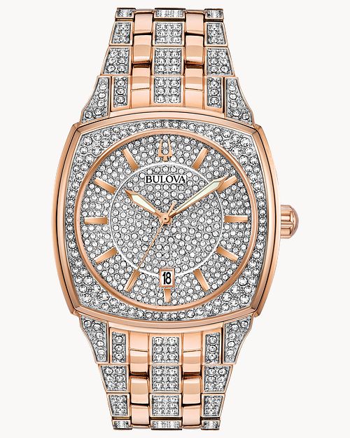 Bulova Phantom Crystal Silver Dial Two Tone Steel Strap Watch for Men - 98B324 Buy Now By Bulova