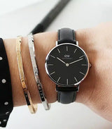 Daniel Wellington Classic Petite Sheffield Black Dial Black Leather Strap Watch For Women - DW00100236 Buy Now By Daniel Wellington