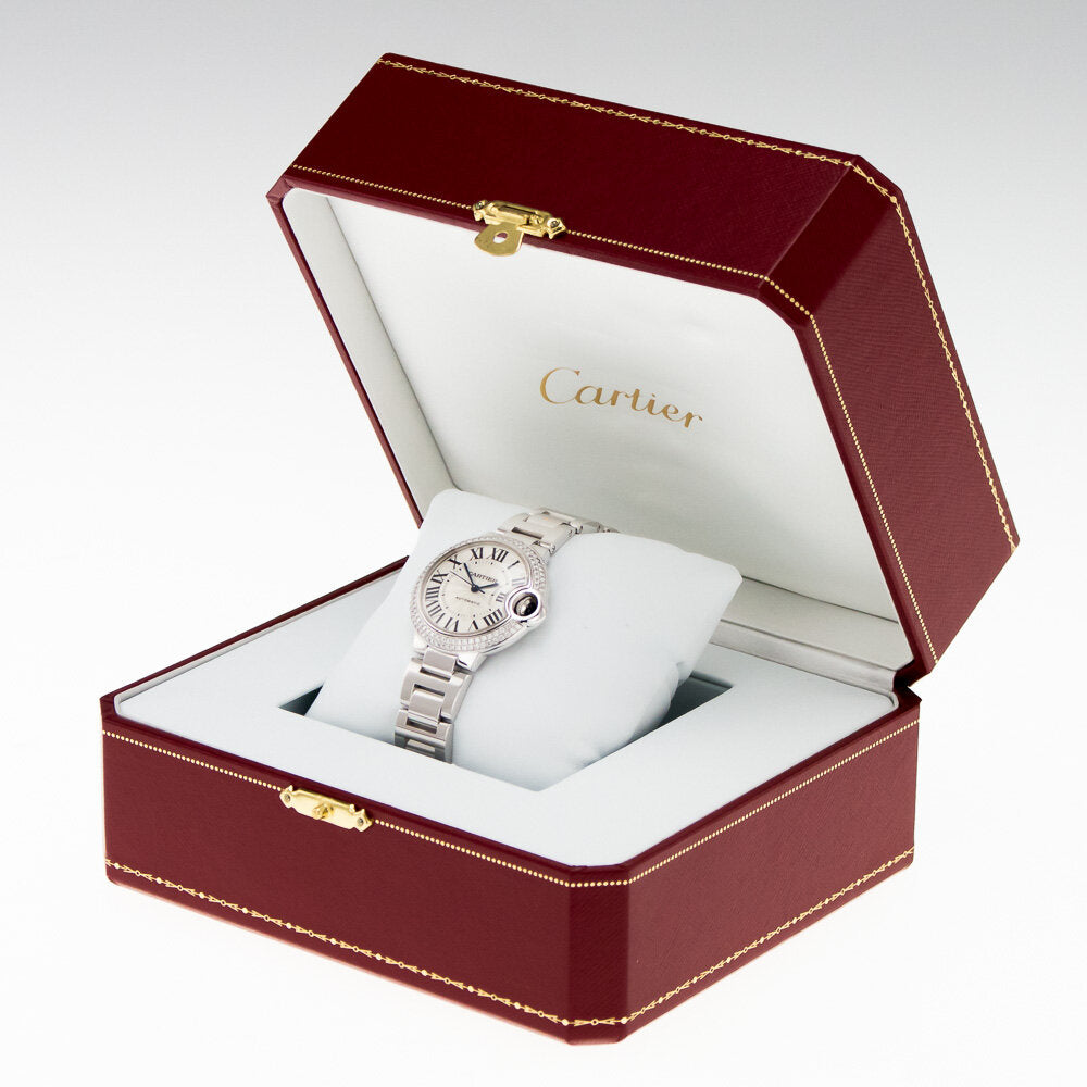 Cartier Ballon Bleu De Cartier Diamonds Silver Dial Silver Steel Strap Watch for Women - WE902035