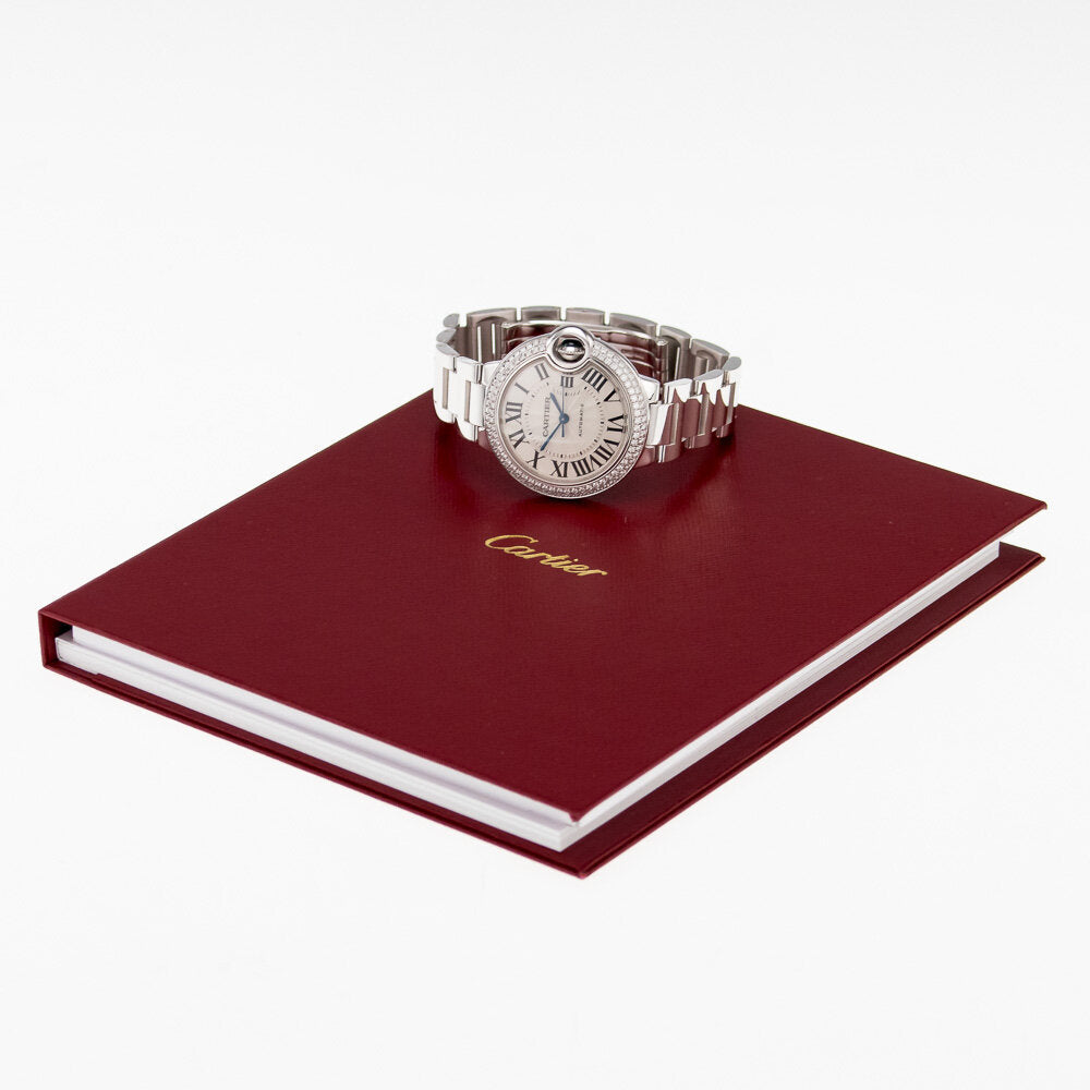 Cartier Ballon Bleu De Cartier Diamonds Silver Dial Silver Steel Strap Watch for Women - WE902035