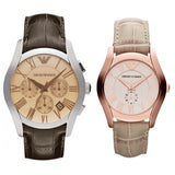 Emporio Armani Valente Analog Beige Dial Beige Leather Strap Watch For Men - AR1667 Buy Now By Emporio Armani