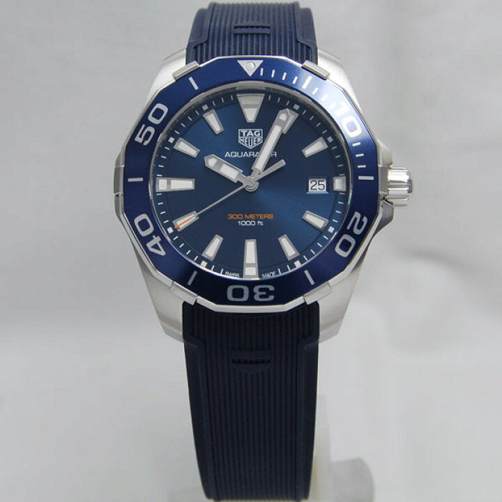 Shop Tag Heuer Aquaracer Blue Dial Blue Rubber Strap Watch for Men - WAY111C.FT6155 in USA