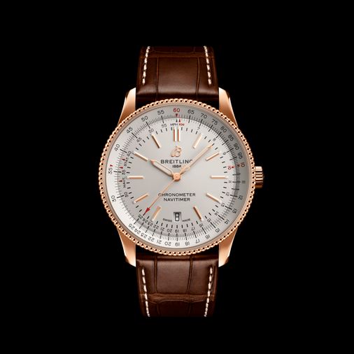 Breitling Navitimer Automatic 41 Silver Dial Brown Leather Strap Watch for Men - R17326211G1P1