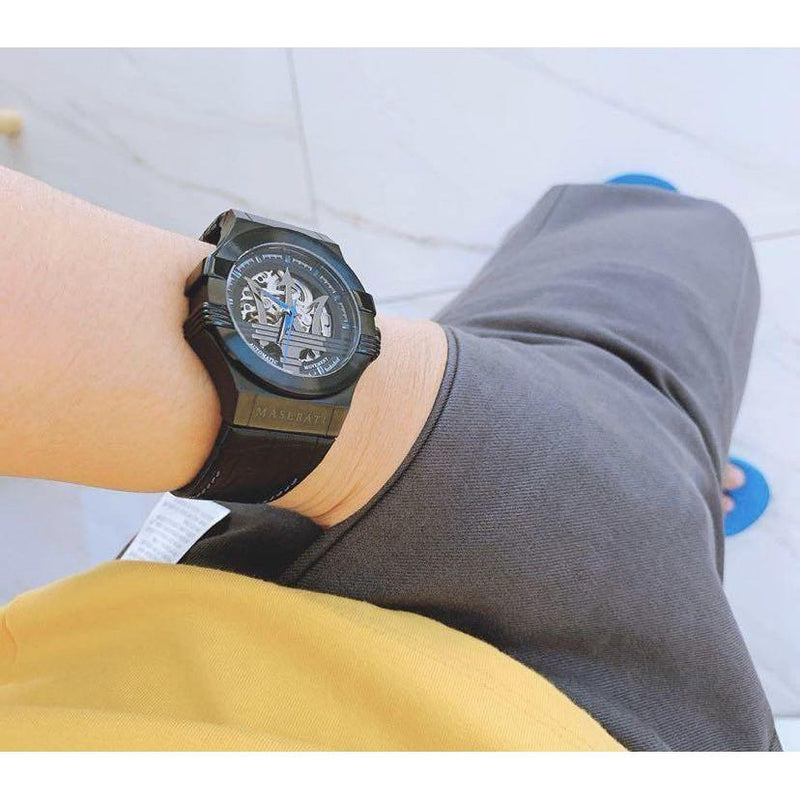 Maserati Potenza Automatic Black Dial Black Leather Strap Watch For Men - R8821108009 Buy Now By Maserati
