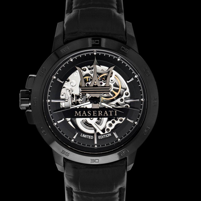 Maserati Potenza Automatic Black Dial Black Leather Strap Stainless Steel Watch For Men - R8821119006 Buy Now By Maserati