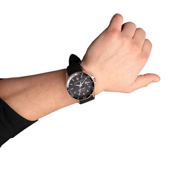 Maserati SFIDA Automatic Black Dial Black Rubber Strap Watch For Men - R8821140001 Buy Now By Maserati