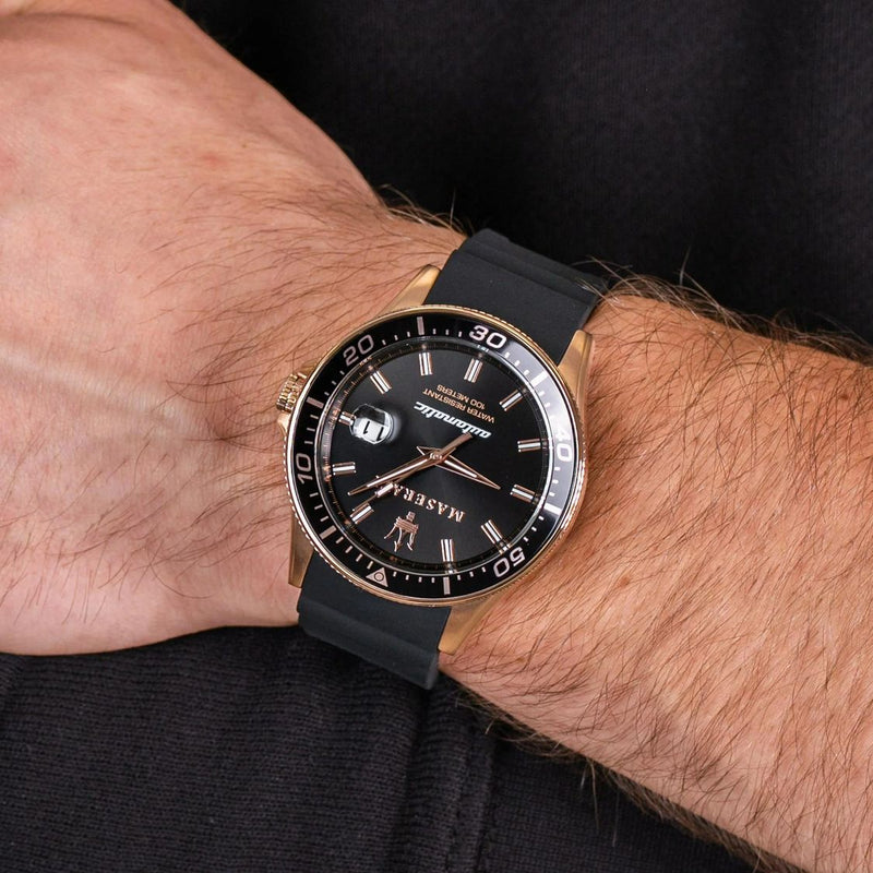 Maserati SFIDA Automatic Black Dial Black Rubber Strap Watch For Men - R8821140001 Buy Now By Maserati