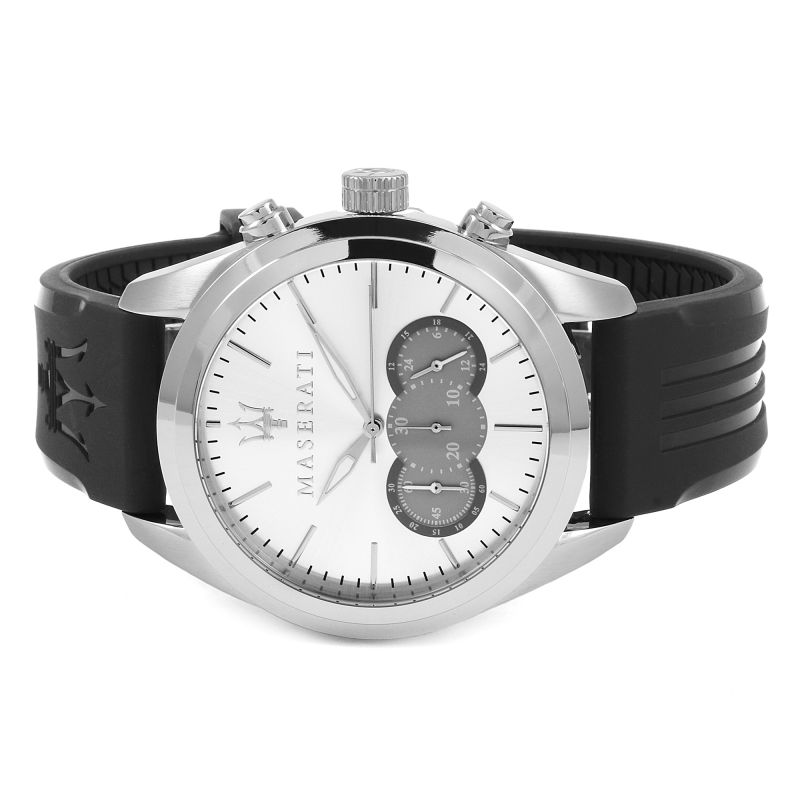 Maserati Traguardo Chronograph Silver Dial Black Rubber Strap Watch for Men - R8871612012 Buy Now By Maserati