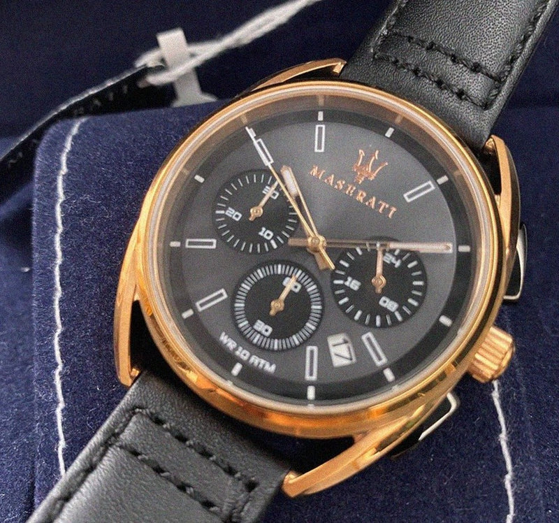 Maserati Trimarano Chronograph Black Dial Leather Strap Watch For Men - R8871632002 Buy Now By Maserati