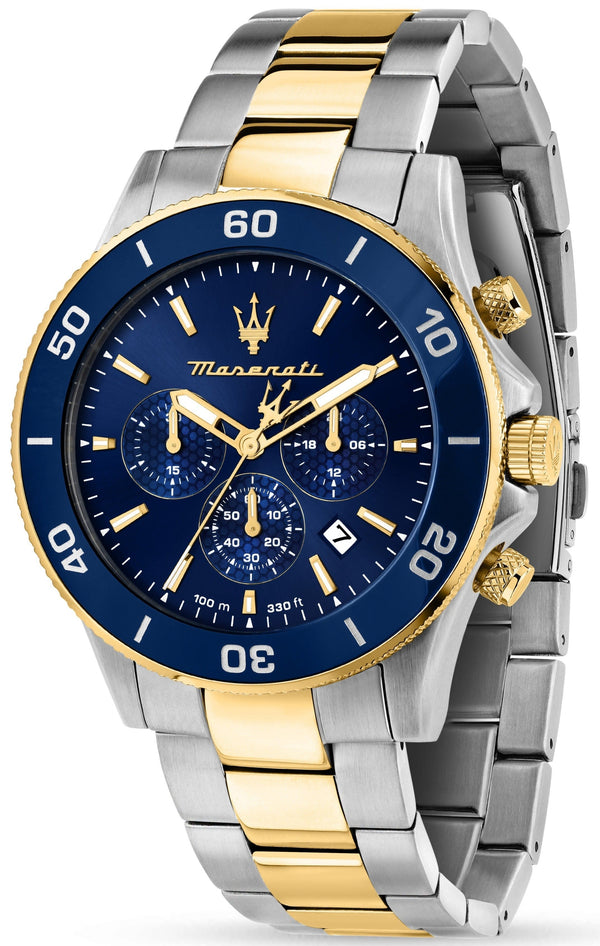 Maserati Competizione Chronograph Blue Dial Two Tone Steel Strap Watch For Men - R8873600006 Buy Now By Maserati
