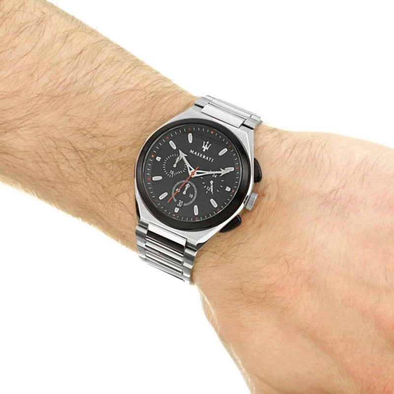 Maserati Triconic Chronograph Black Dial Silver Steel Strap Watch For Men - R8873639002 Buy Now By Maserati