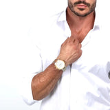 Maserati Stile Chronograph White Dial Two Tone Steel Strap Watch For Men - R8873642009