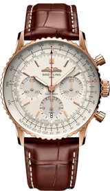 Shop Breitling Navitimer B01 Chronograph 41 White Dial Brown Leather Strap Watch for Men - RB0139211G1P1 in USA