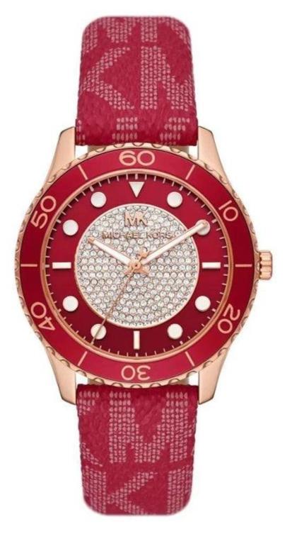 Michael Kors Runway Three-Hand Quartz Red Dial Red Leather Strap Watch For Women - MK7179 Buy Now By Michael Kors