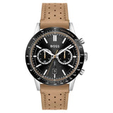 Hugo Boss Allure Chronograph Black Dial Brown Leather Strap Watch for Men - 1513964