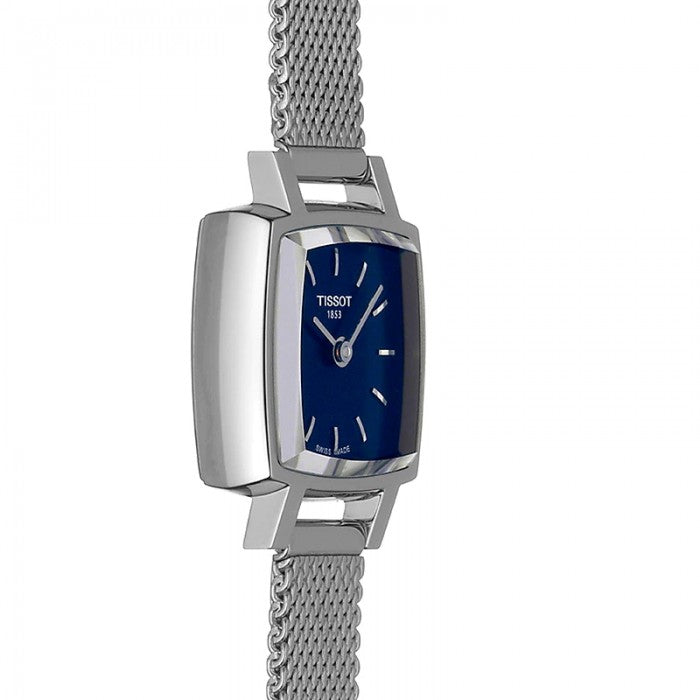 Shop Tissot Lovely Square Blue Dial Silver Mesh Bracelet Watch For Women - T058.109.11.041.00 in USA