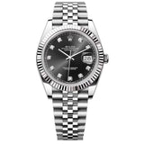 Shop Rolex Datejust 41 Oyster Diamonds Black Dial Oystersteel & White Gold Strap Watch for Men - M126334-0012 in USA