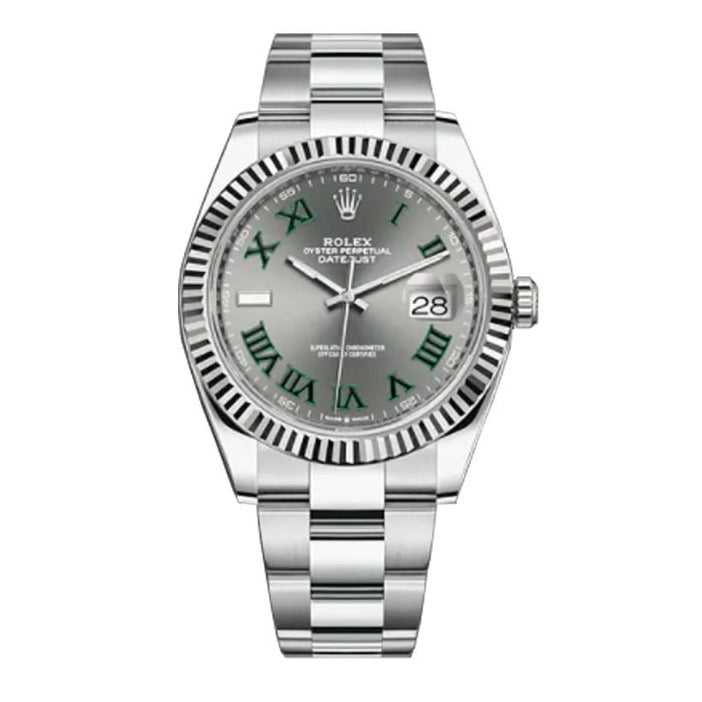 Shop Rolex Datejust 41 Oyster Grey Dial Two Tone Oystersteel & White Gold Steel Strap Watch for Men - M126334-0021 in USA