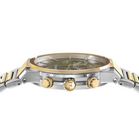 Shop Salvatore Ferragamo Sapphire Chrono Green Dial Two Tone Steel Strap Watch for Men - SFME01223 in USA