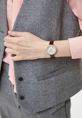 Emporio Armani Rosa Two Hand White Dial Red Leather Strap Watch For Women - AR11357 Buy Now By Emporio Armani