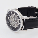 Emporio Armani Meccanico Skeleton Automatic Black Dial Black Leather Strap Watch for Men - AR60038 Buy Now By Emporio Armani