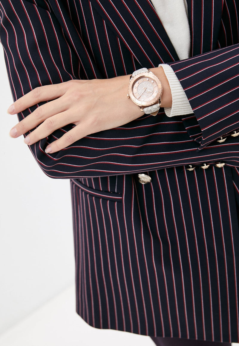 Michael Kors Runway Quartz Rose Gold Dial White Leather Strap Watch For Women - MK6980 Buy Now By Michael Kors