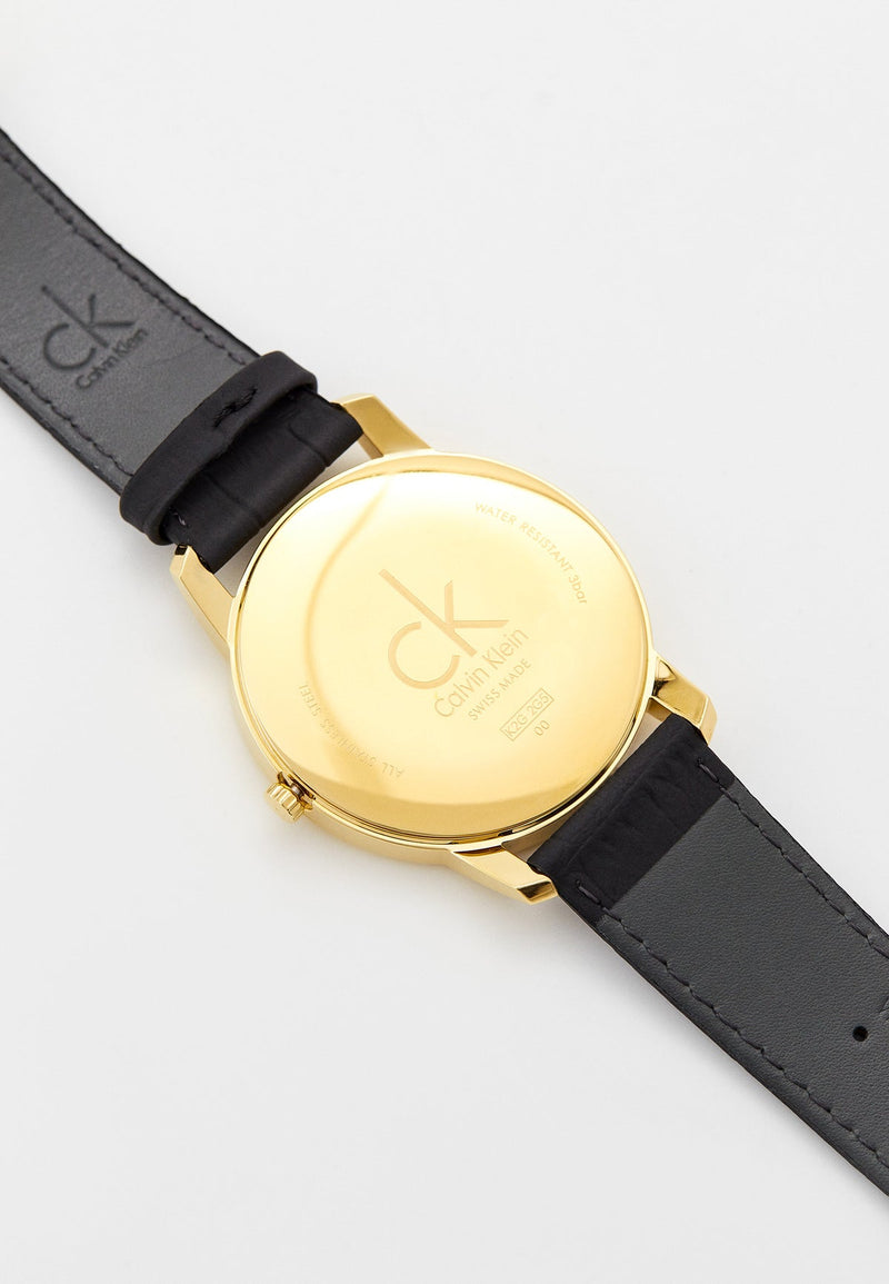 Calvin Klein City Mother of Pearl White Dial Black Leather Strap Watch for Men - K2G2G5C6 Buy Now By Calvin Klein
