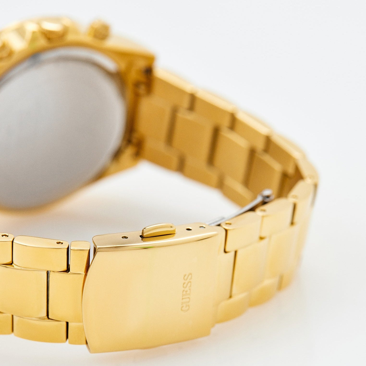 Guess Confetti Chronograph Rainbow Dial Gold Steel Strap Watch For Women  - GW0483L4