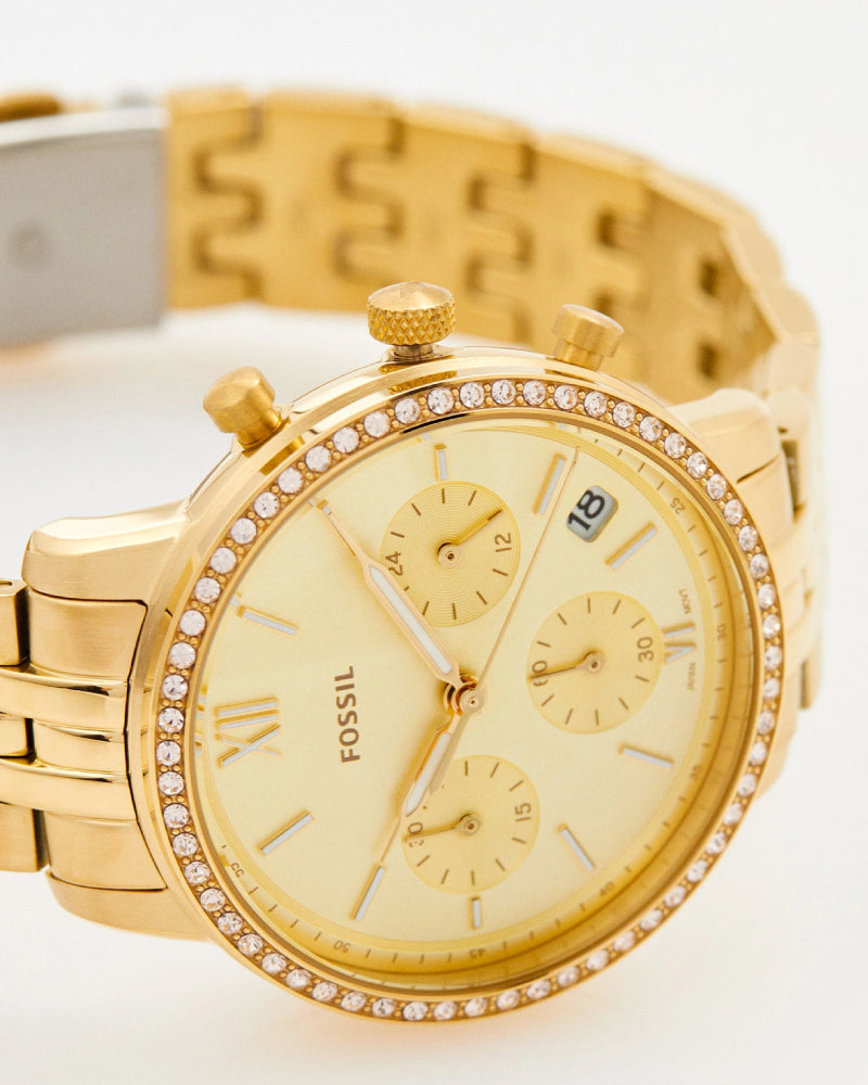 Fossil Neutra Chronograph Gold Dial Gold Steel Strap Watch for Women - ES5219 Buy Now By Fossil