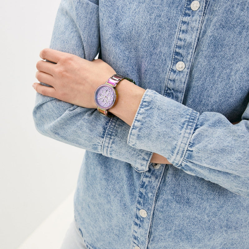 Shop Guess Lily Analog Purple Dial Purple Steel Strap Watch For Women - GW0528L4 in USA