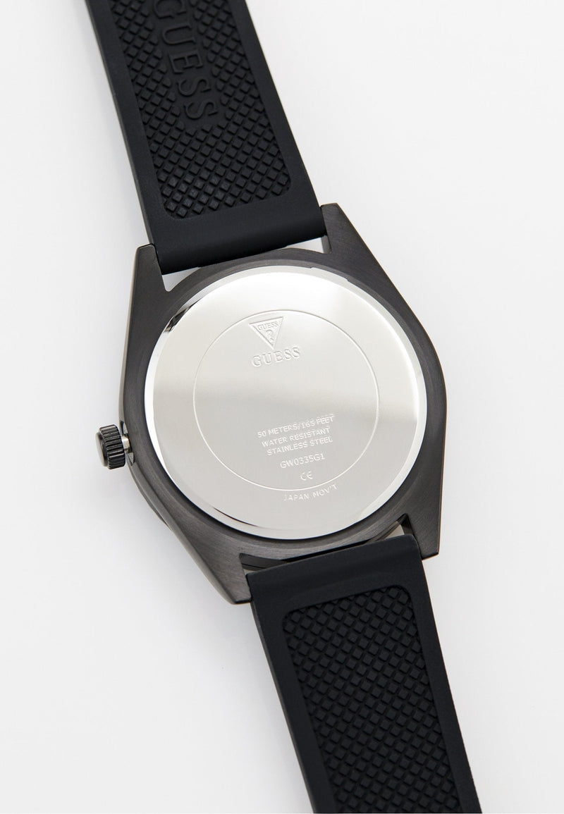 Guess Connoisseur Black Dial Black Silicone Strap Watch For Men - GW0335G1 Buy Now By Guess