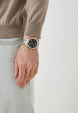 Guess Scope Black Dial Silver Steel Strap Watch for Men - GW0454G1 Buy Now By Guess