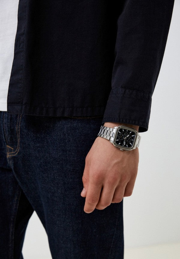 Fossil Inscription Multifunction Black Dial Silver Steel Strap Watch for Men - BQ2655 Buy Now By Fossil