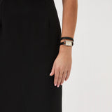 Shop Michael Kors Empire Three-Hand Silver Dial Black Leather Strap Watch For Women - MK4722 in USA