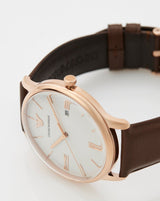 Emporio Armani Minimalist Quartz White Dial Brown Leather Strap Watch For Men - AR11572 Buy Now By Emporio Armani
