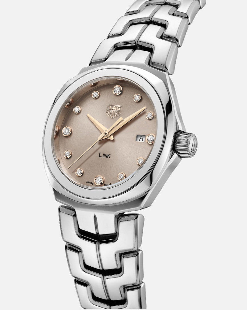 Shop Tag Heuer Link Quartz Brown Dial Silver Steel Strap Watch for Women - WBC131E.BA0649 in USA