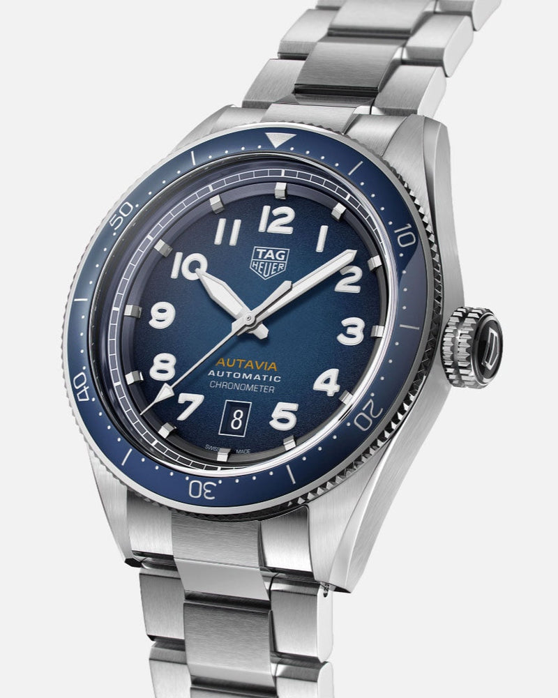 Tag Heuer Autavia Automatic Blue Dial Silver Steel Strap Watch for Men - WBE5116.EB0173 Buy Now By Tag Heuer